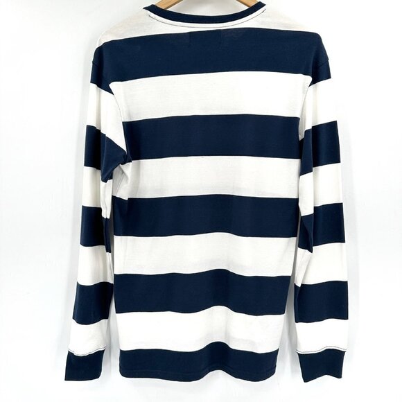 PacSun Navy Striped Nautical Long Sleeve Cotton Hamptons Embroidered Small Top - Picture 5 of 6